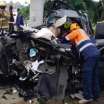 Dos personas heridas tras deslizarse yipeta en autopista Duarte cerca del Aeropuerto Cibao