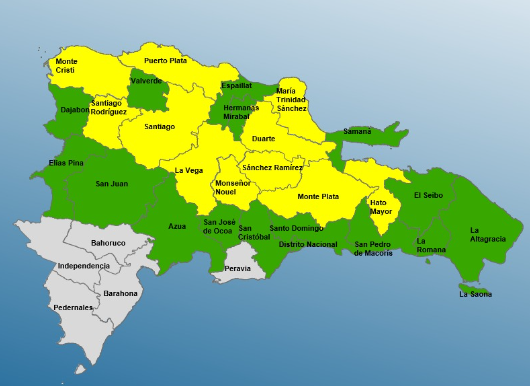 COE mantiene 27 provincias en alerta por condiciones climáticas adversas en RD