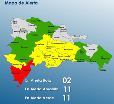 ¡24 alertas! Dos provincias en rojo ante efectos de huracán Beryl por RD