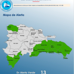 COE mantiene 12 provincias y al DN en alerta verde por lluvias en RD