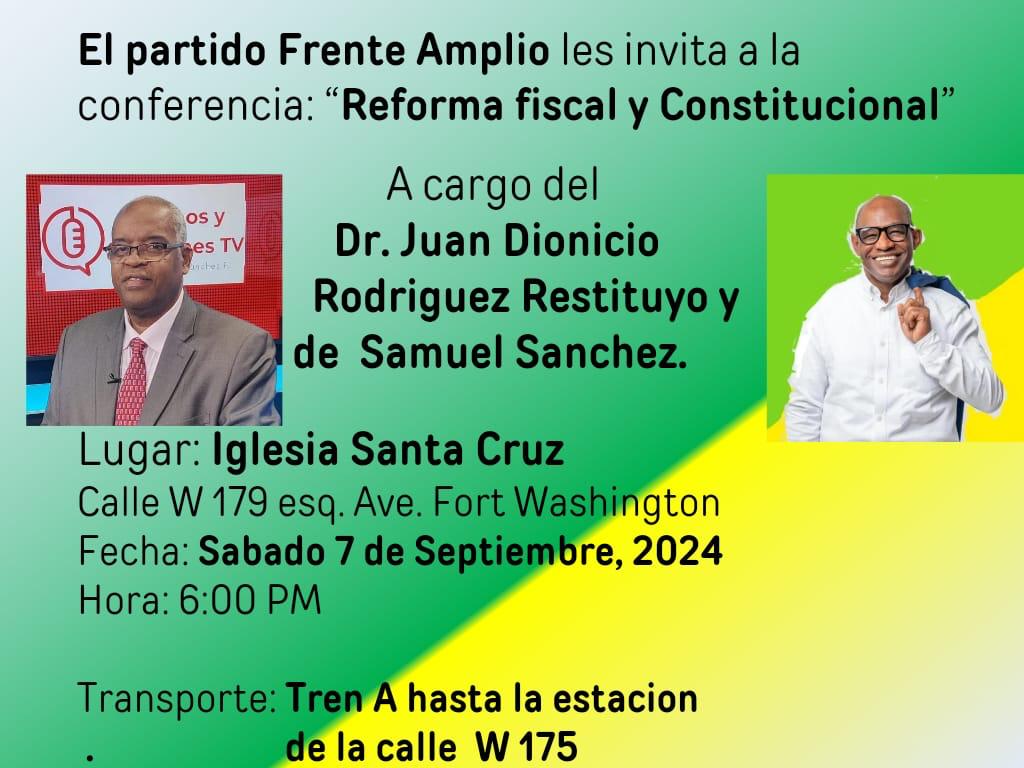 Frente Amplio ofrecerá conferencia sobre Reformas fiscal y constitucional en NY